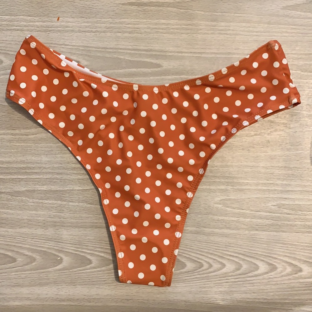 🌠1left! Orange polka dot bikini puff sleeve swim - Picture 9 of 12